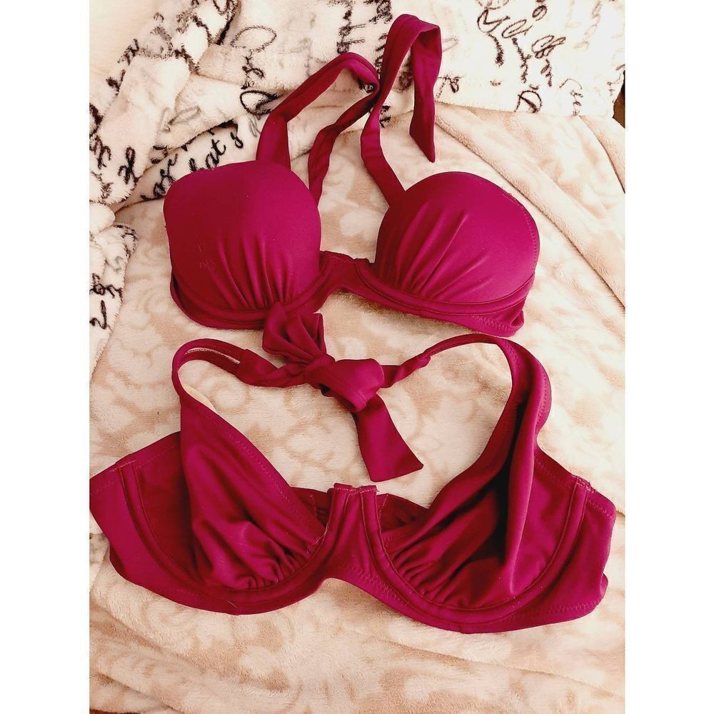 Por Moi? Two halter bikini purple swim tops swimwear